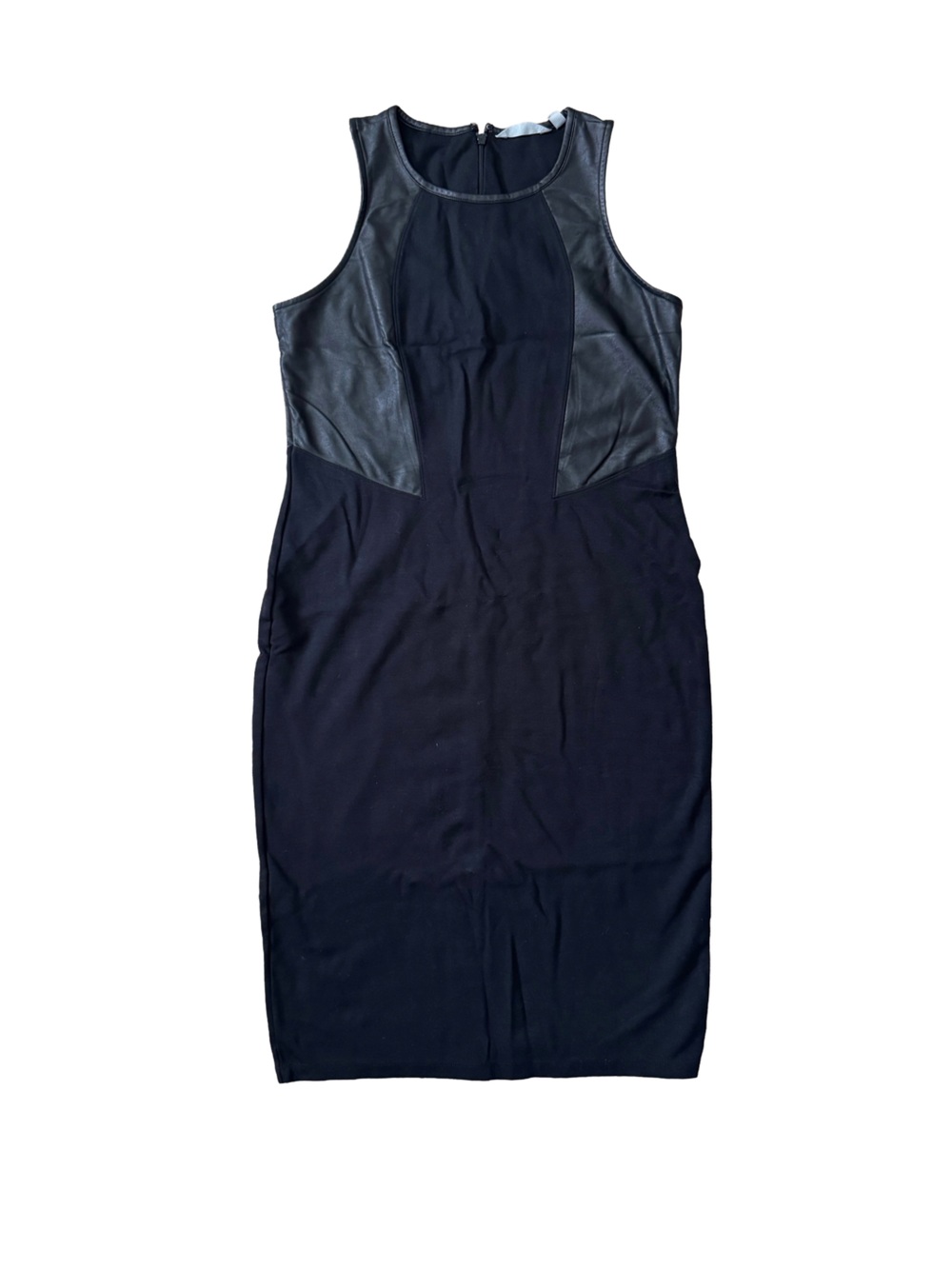 Athleta Black Ponte Night on the Town Dress Faux Leather Panels Size Medium